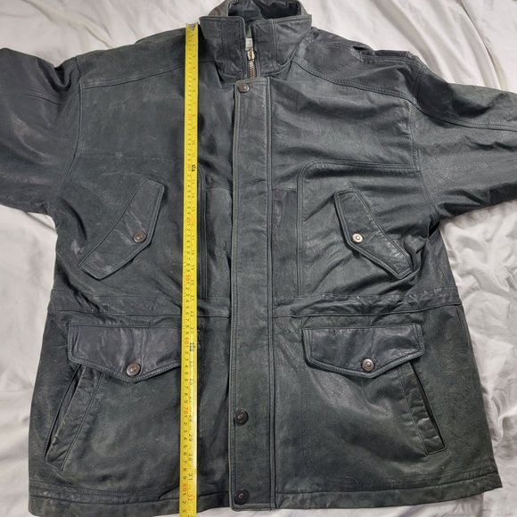 Towne By London Fog Mens XL Black Leather Jacket Winter Warm Casual Going Out - Picture 11 of 12